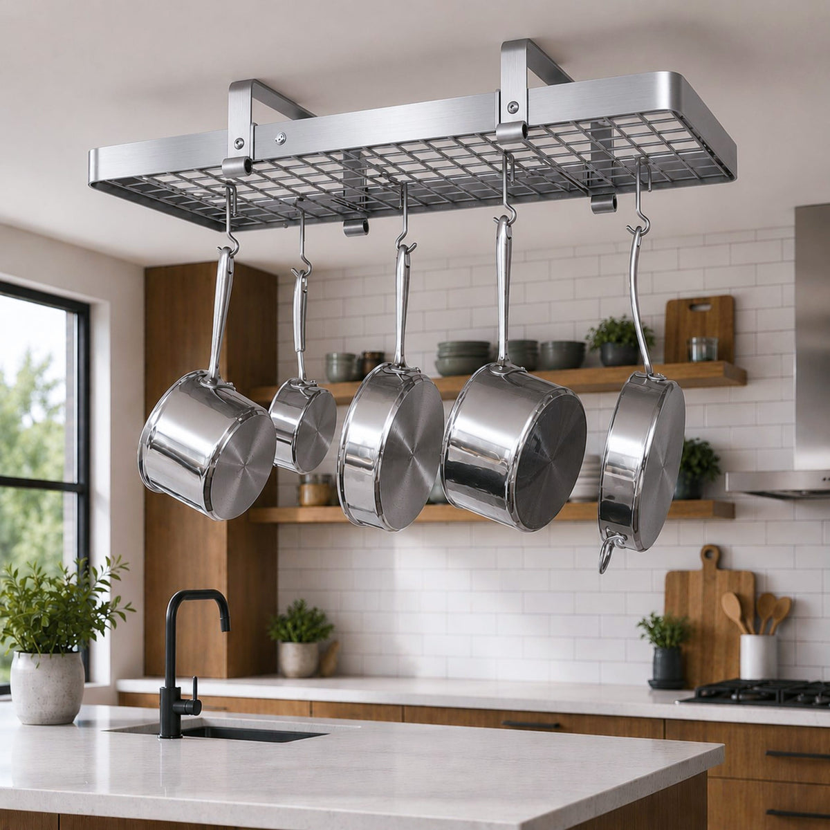 Enclume Ceiling 37" Low Ceiling Rectangle Pot Rack w/ 18 Hooks