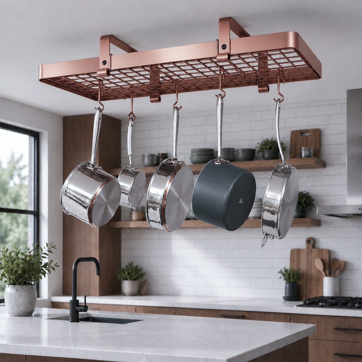 Enclume Ceiling 37" Low Ceiling Rectangle Pot Rack w/ 18 Hooks