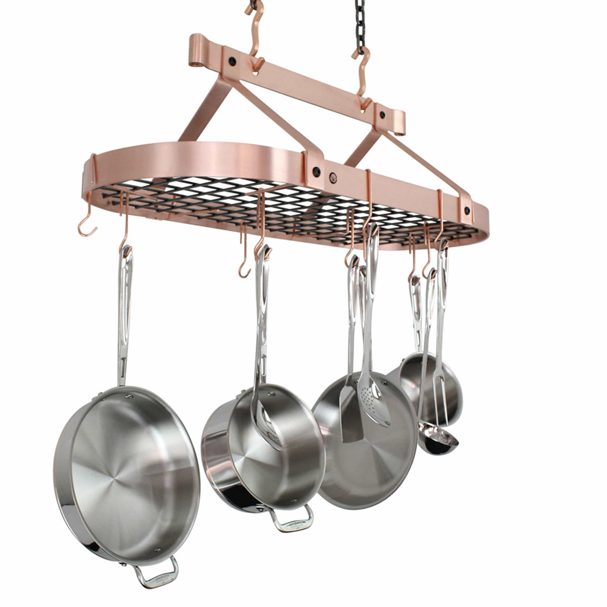 Enclume Ceiling Brushed Copper / 36" Oval Ceiling Pot Rack w/Hooks
