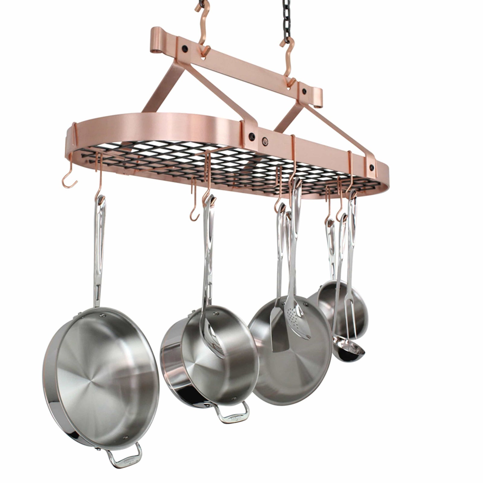 Enclume Ceiling Brushed Copper / 36" Oval Ceiling Pot Rack w/Hooks