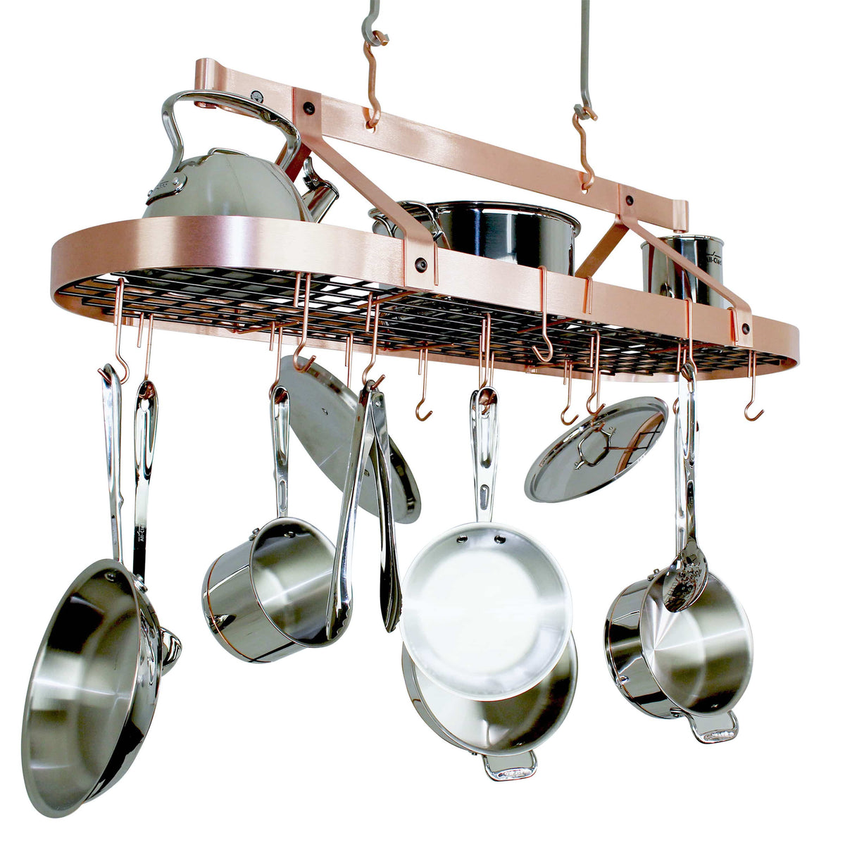 Enclume Ceiling Brushed Copper / 48" Oval Ceiling Pot Rack w/Hooks