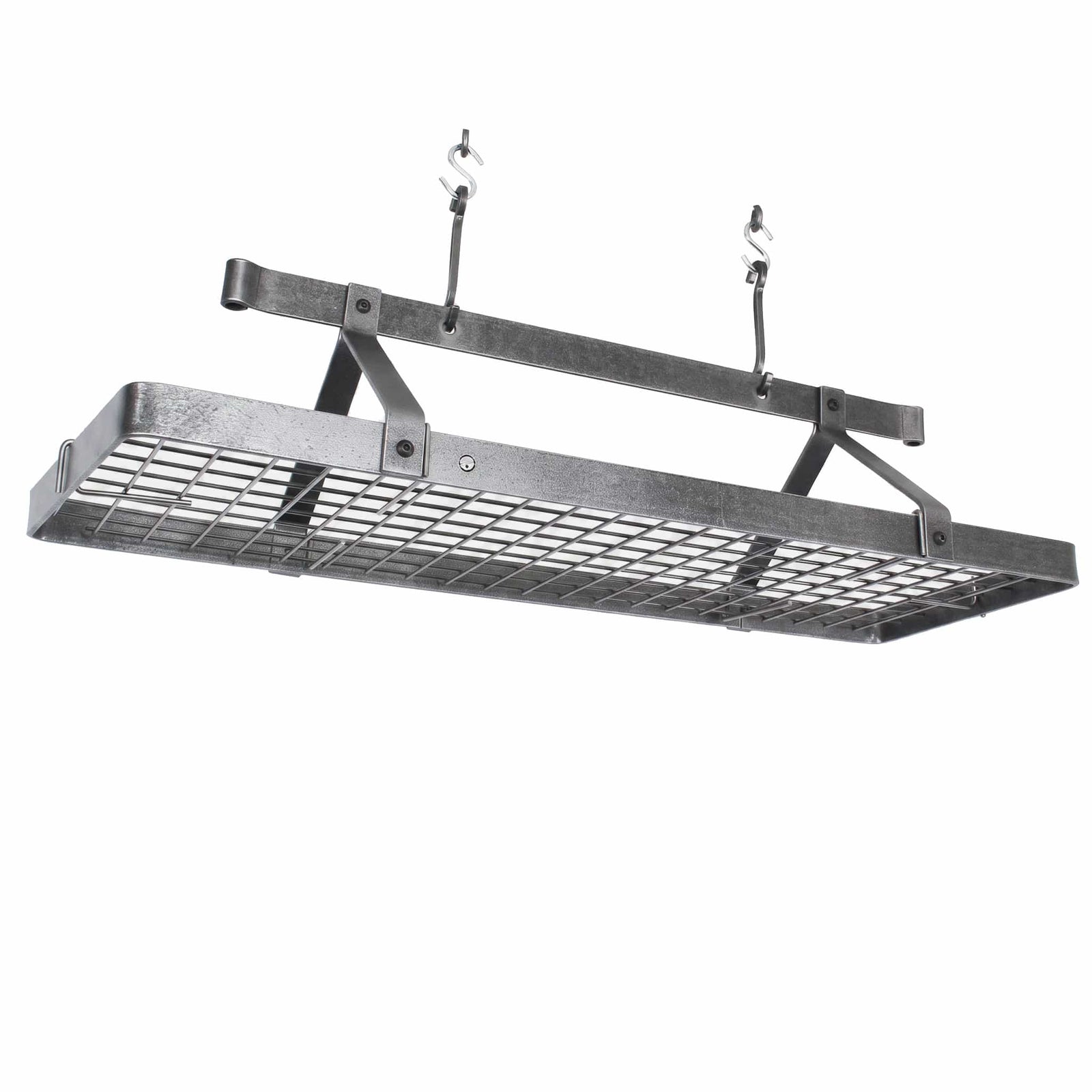 Enclume Ceiling French Rectangle Ceiling Pot Rack w Hooks Hammered Steel