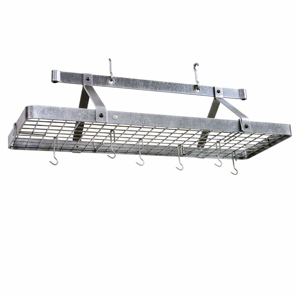 Enclume Ceiling French Rectangle Ceiling Pot Rack w Hooks Hammered Steel