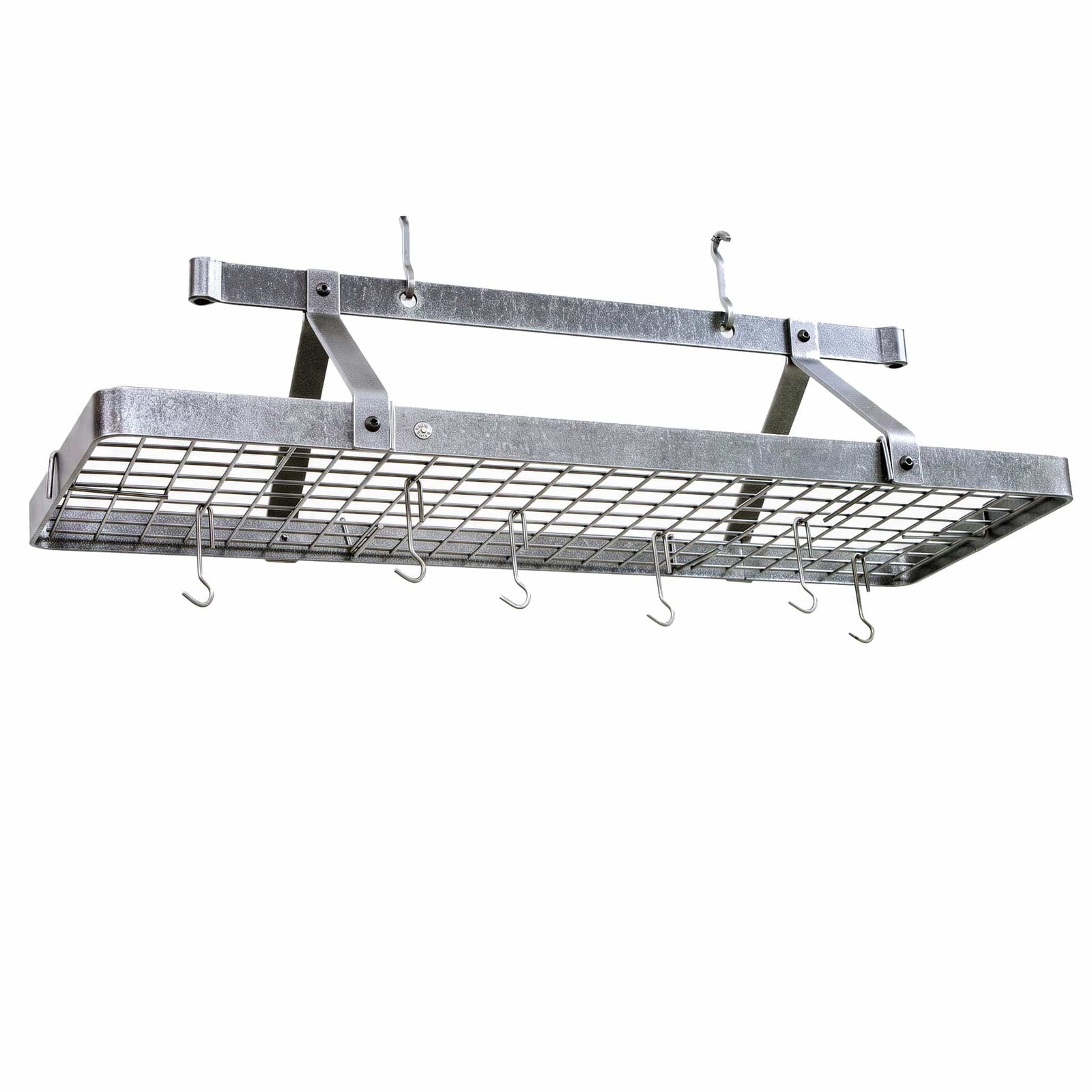 Enclume Ceiling French Rectangle Ceiling Pot Rack w Hooks Hammered Steel
