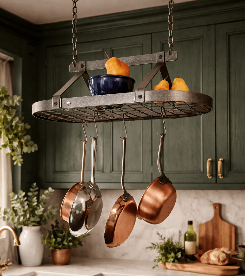 Enclume Ceiling Gourmet Classic Oval Ceiling Pot Rack w/ 12 Hooks, 2 S Hooks and 6" Chain