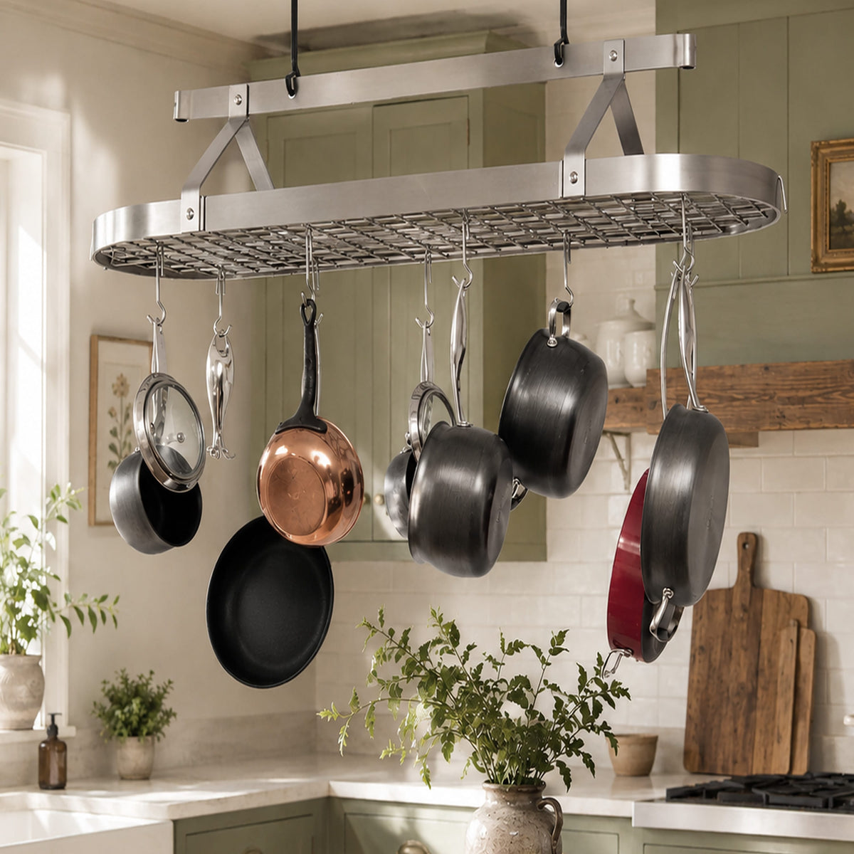 Enclume Ceiling Oval Ceiling Pot Rack w/Hooks