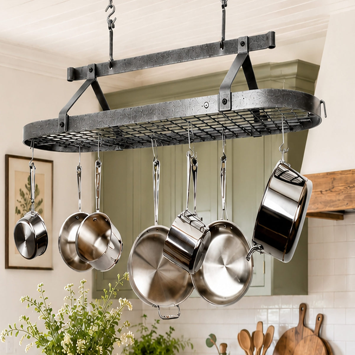 Enclume Ceiling Oval Ceiling Pot Rack w/Hooks