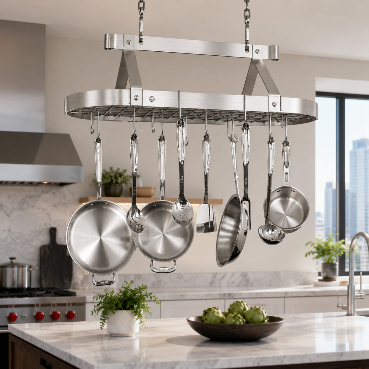 Enclume Ceiling Oval Ceiling Pot Rack w/Hooks