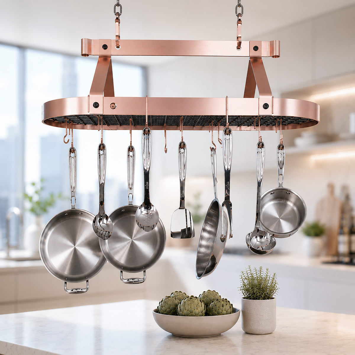 Enclume Ceiling Oval Ceiling Pot Rack w/Hooks