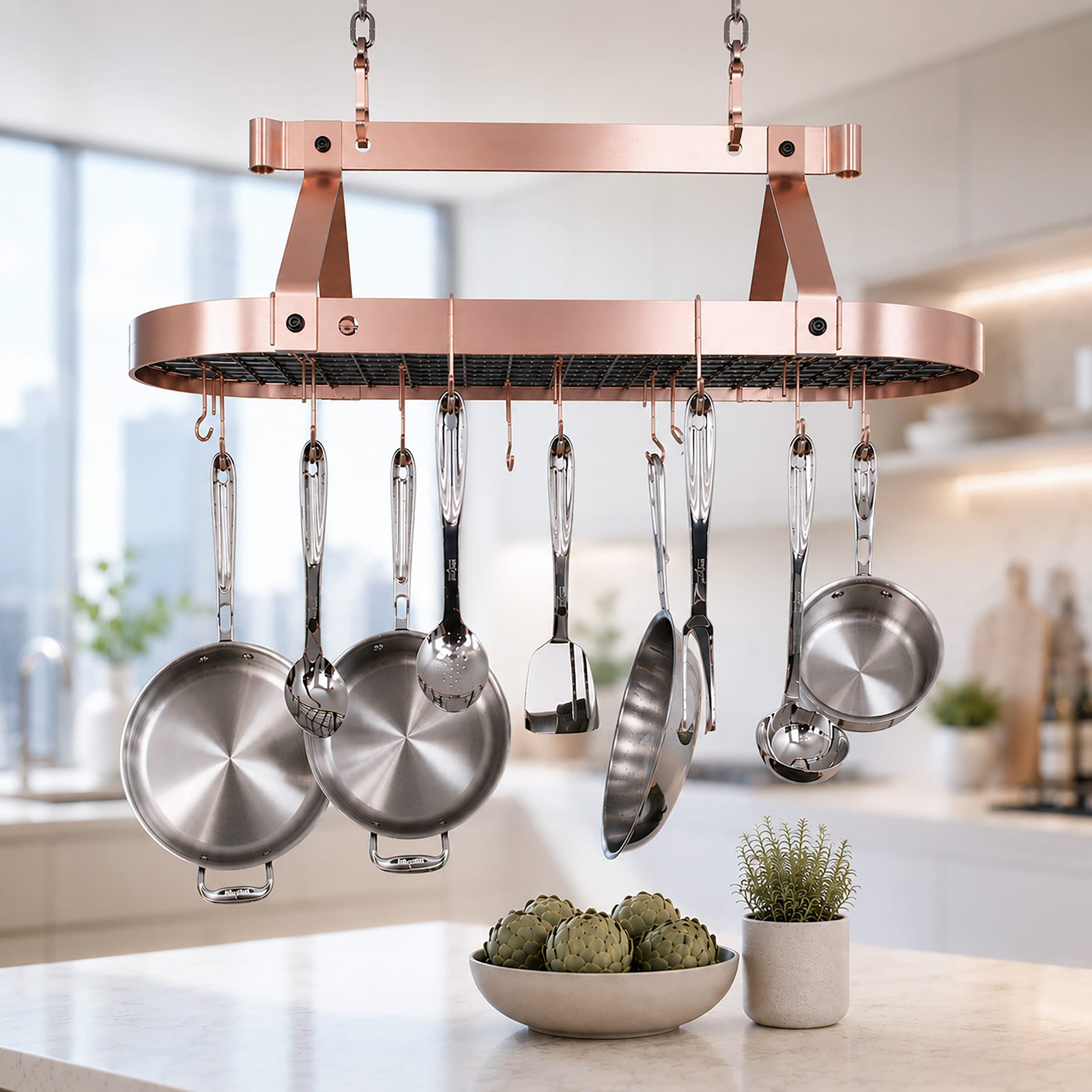 Enclume Ceiling Oval Ceiling Pot Rack w/Hooks