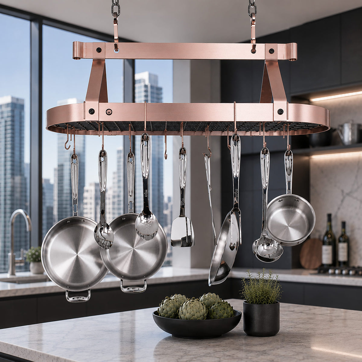 Enclume Ceiling Oval Ceiling Pot Rack w/Hooks