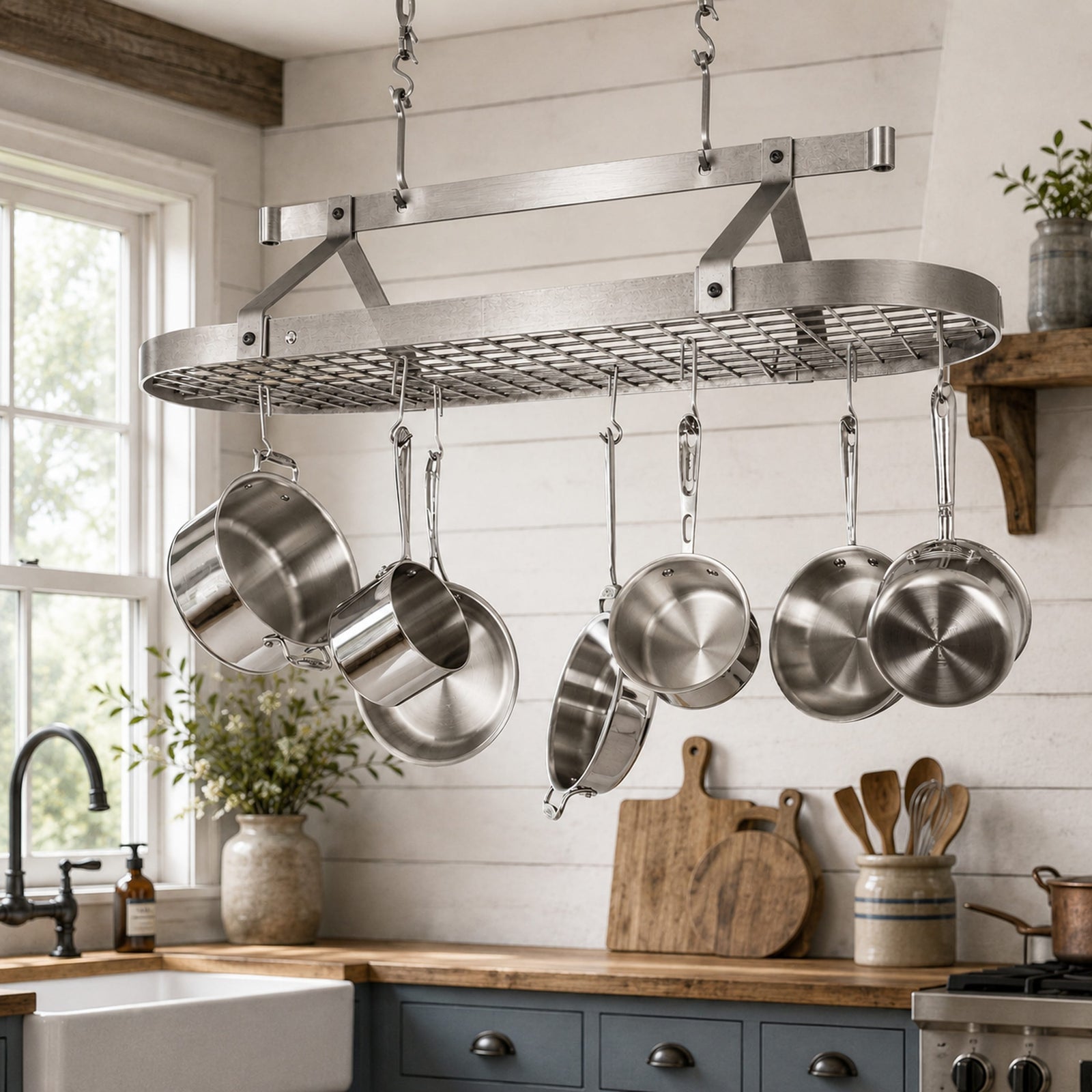 Enclume Ceiling Oval Ceiling Pot Rack w/Hooks