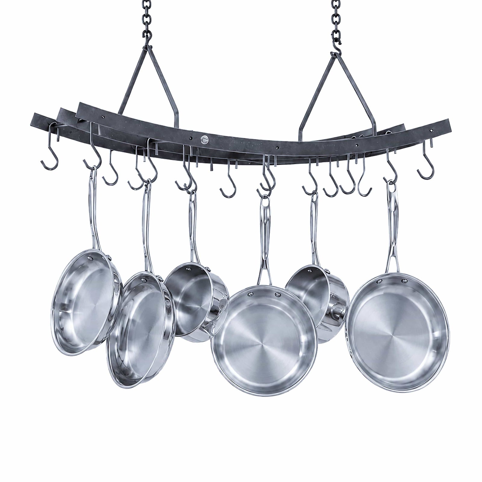 Enclume Ceiling Reversible Arch Ceiling Pot Rack in Hammered Steel