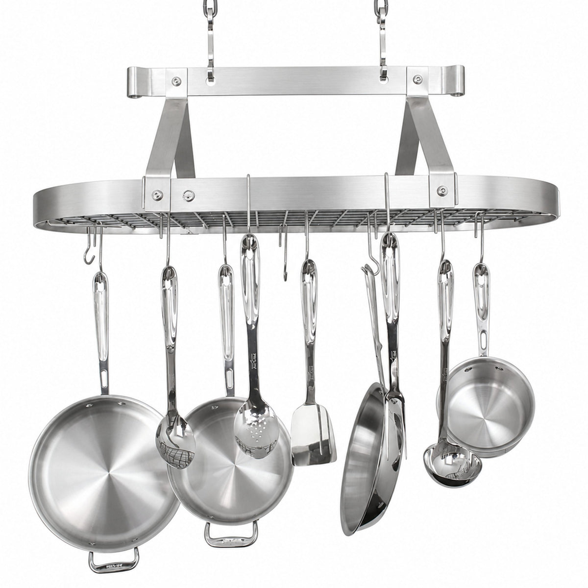 Enclume Ceiling Stainless Steel / 36" Oval Ceiling Pot Rack w/Hooks