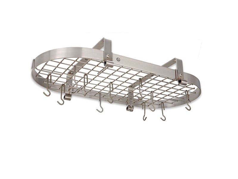 Enclume Ceiling Stainless Steel 37" Low Ceiling Oval Pot Rack w/ 18 Hooks