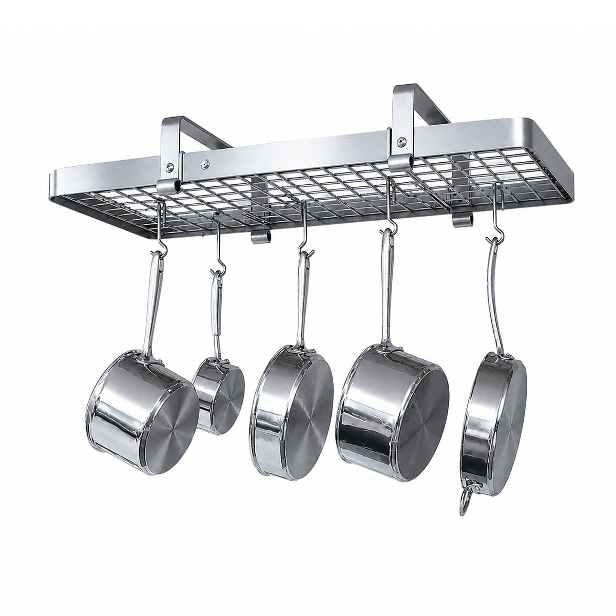 Enclume Ceiling Stainless Steel 37" Low Ceiling Rectangle Pot Rack w/ 18 Hooks