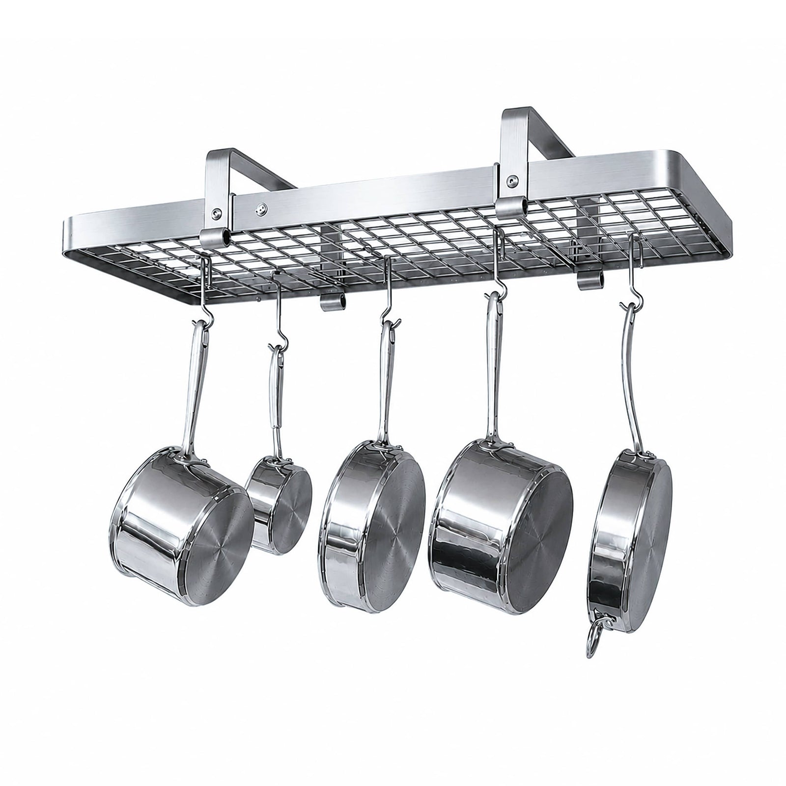 Enclume Ceiling Stainless Steel 37" Low Ceiling Rectangle Pot Rack w/ 18 Hooks