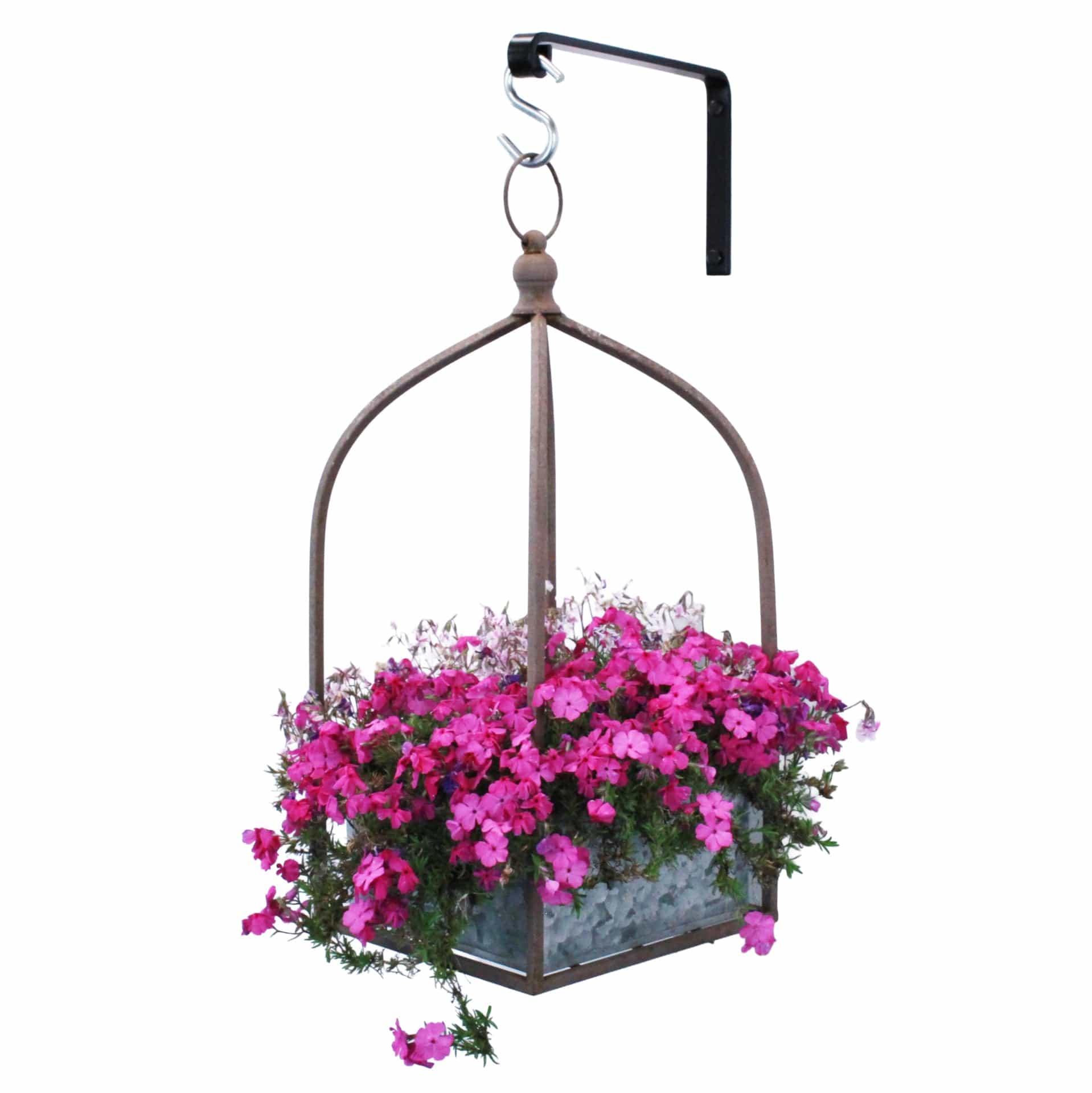 small black hanging planter Artisan Forged Plant Hanger Wall Shelf Bracket Hook Small (Set of 2) B