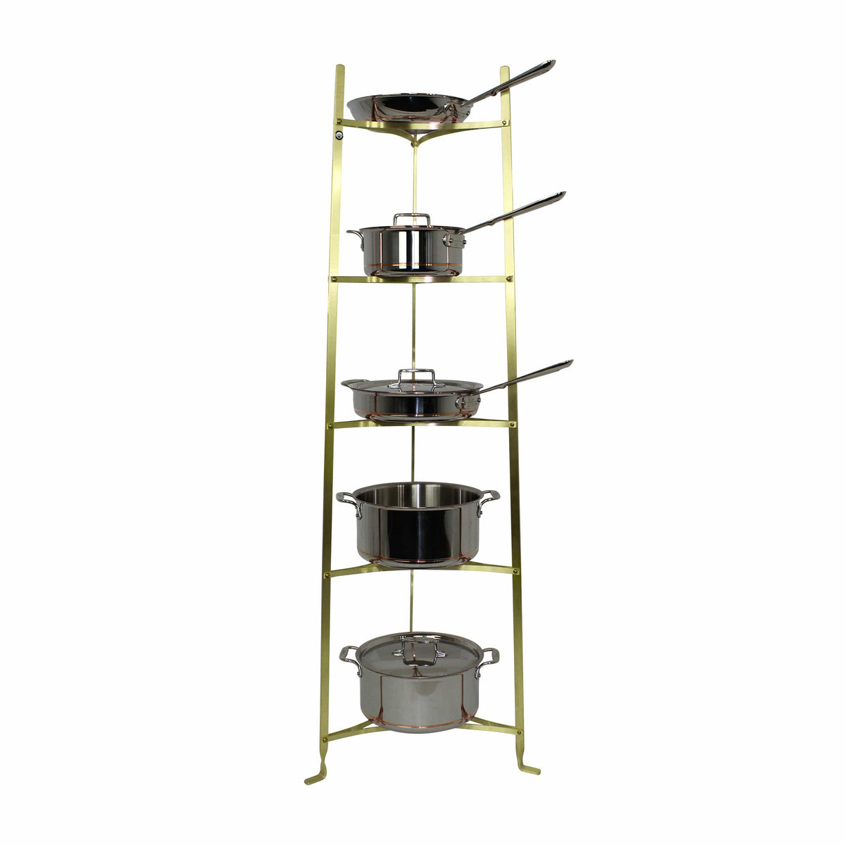 Enclume Design Products Floor 5-Tier Large Classic Cookware Stand, Brass Finish (Assembled)