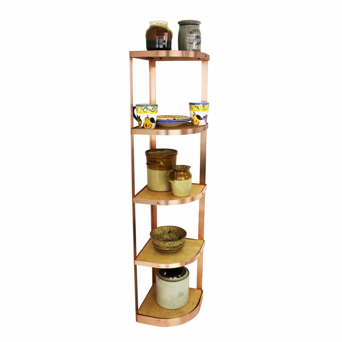 Enclume Design Products Floor Handcrafted 5 Tier Corner Stand Solid Copper (Unassembled)