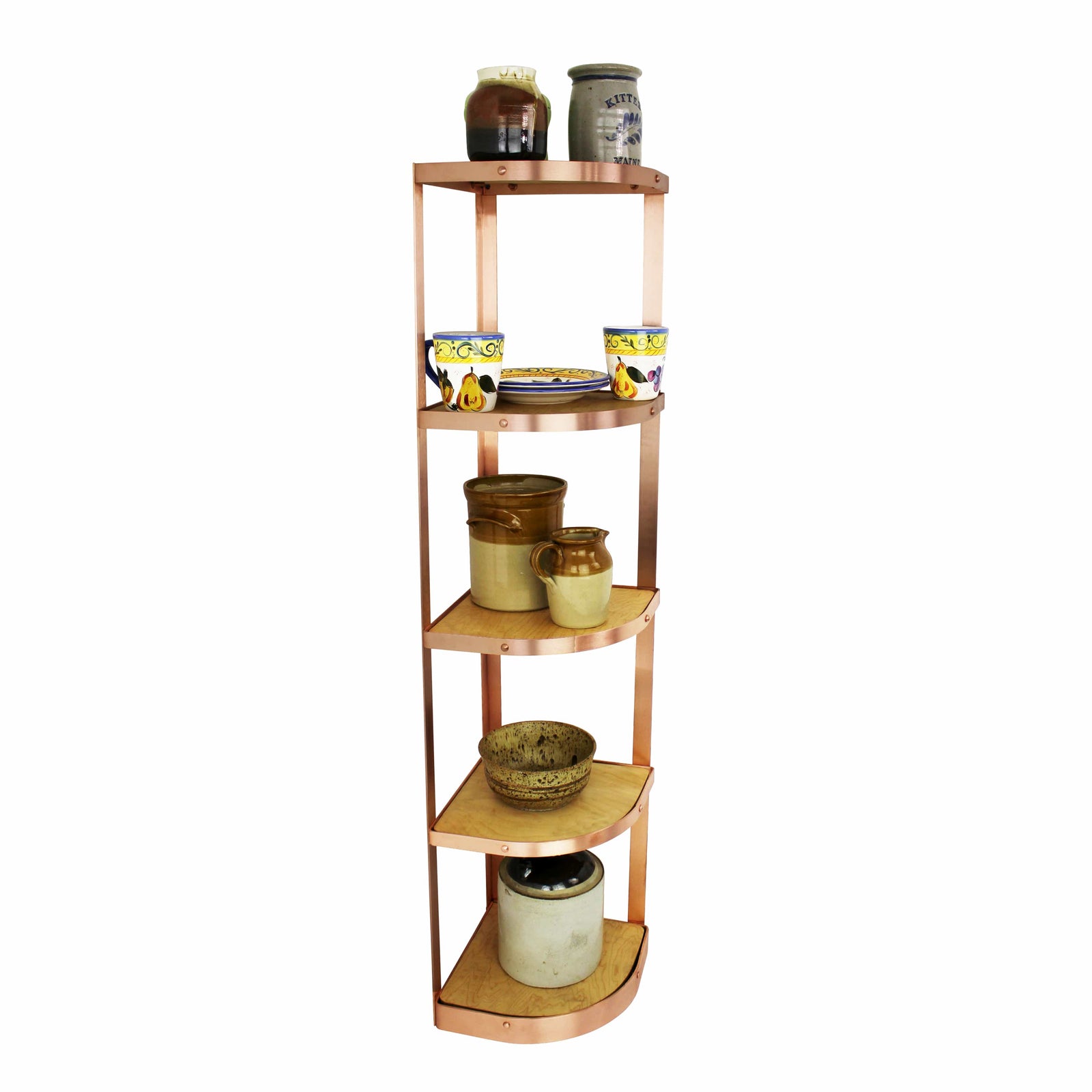Enclume Design Products Floor Handcrafted 5 Tier Corner Stand Solid Copper (Unassembled)
