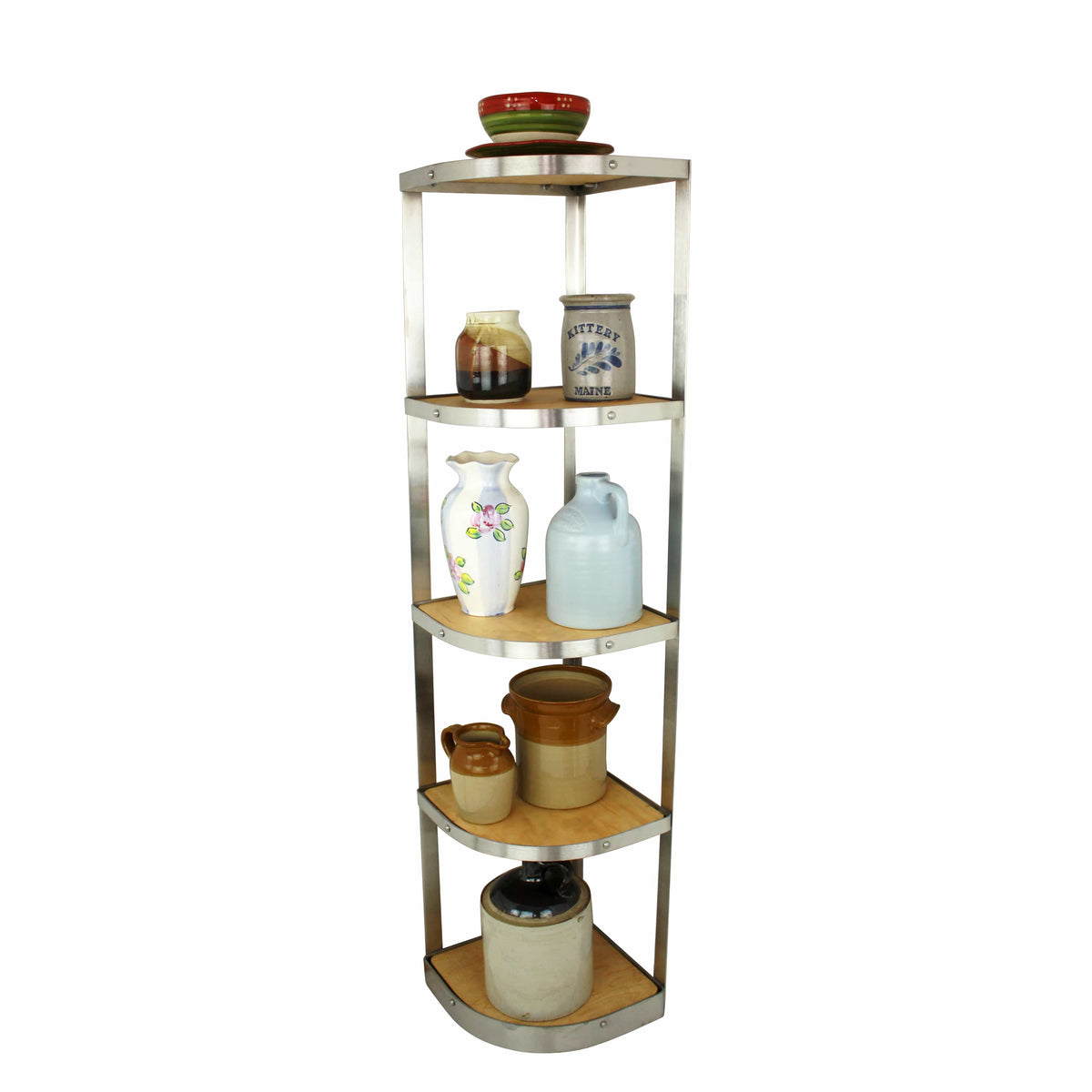 Enclume Design Products Floor Handcrafted 5 Tier Corner Stand Stainless Steel