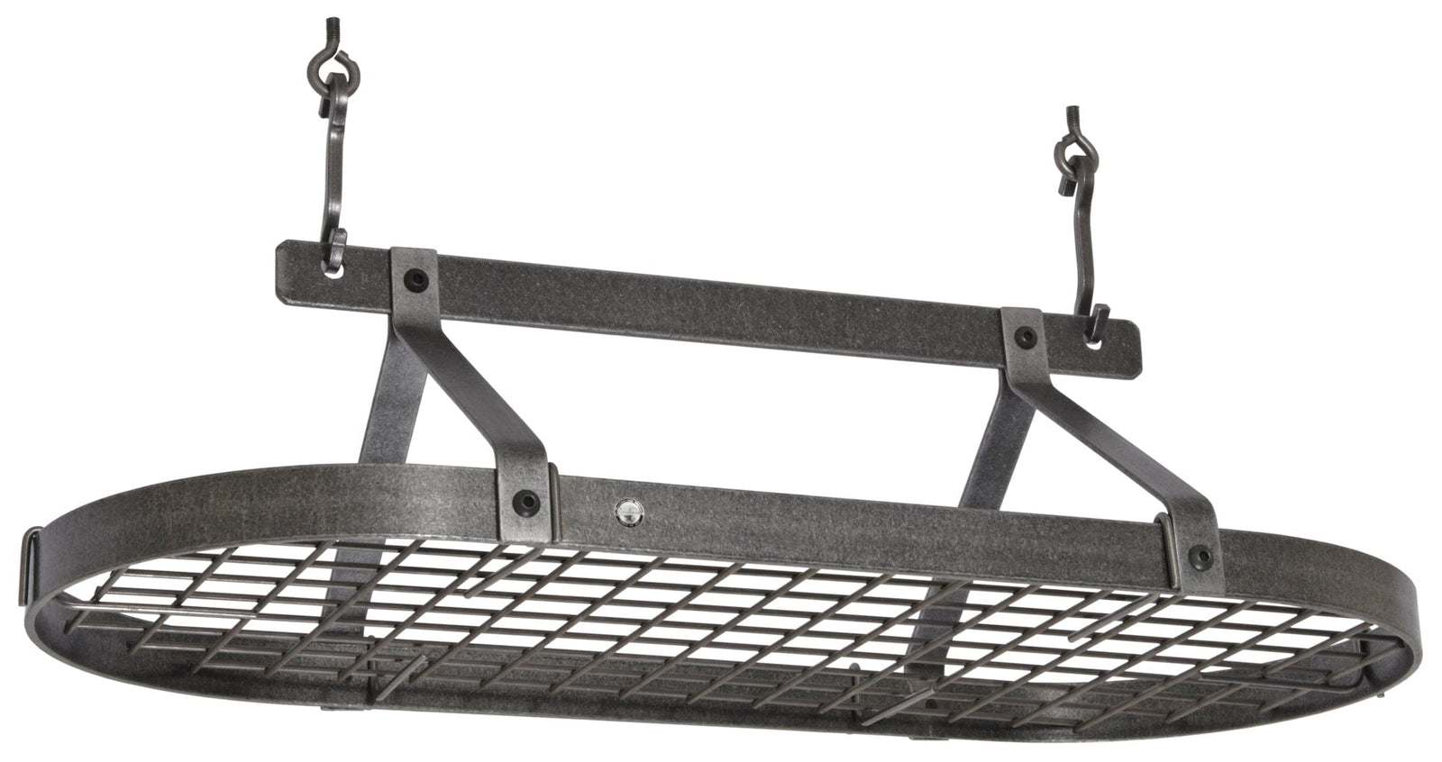 Enclume Design Products Grande Cuisine Oval Ceiling Rack w 18 Hooks, Hammered Steel