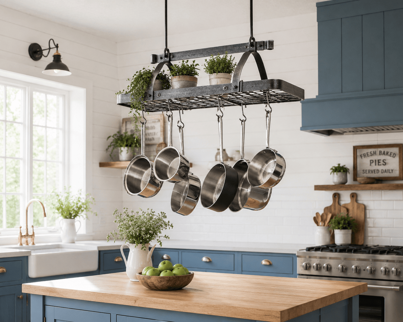 Enclume Design Products Grande Cuisine Rectangle Ceiling Rack w 18 Hooks