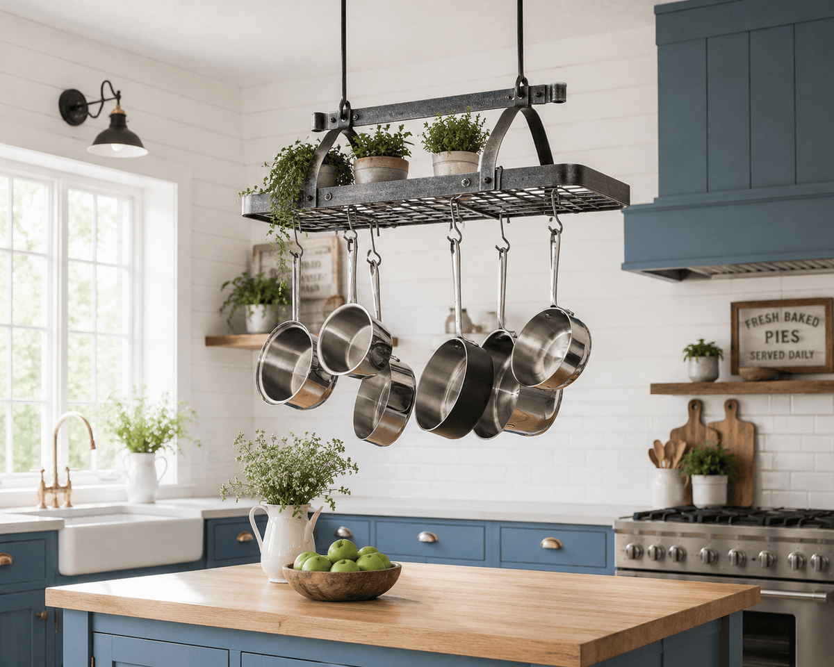 Enclume Design Products Grande Cuisine Rectangle Ceiling Rack w 18 Hooks