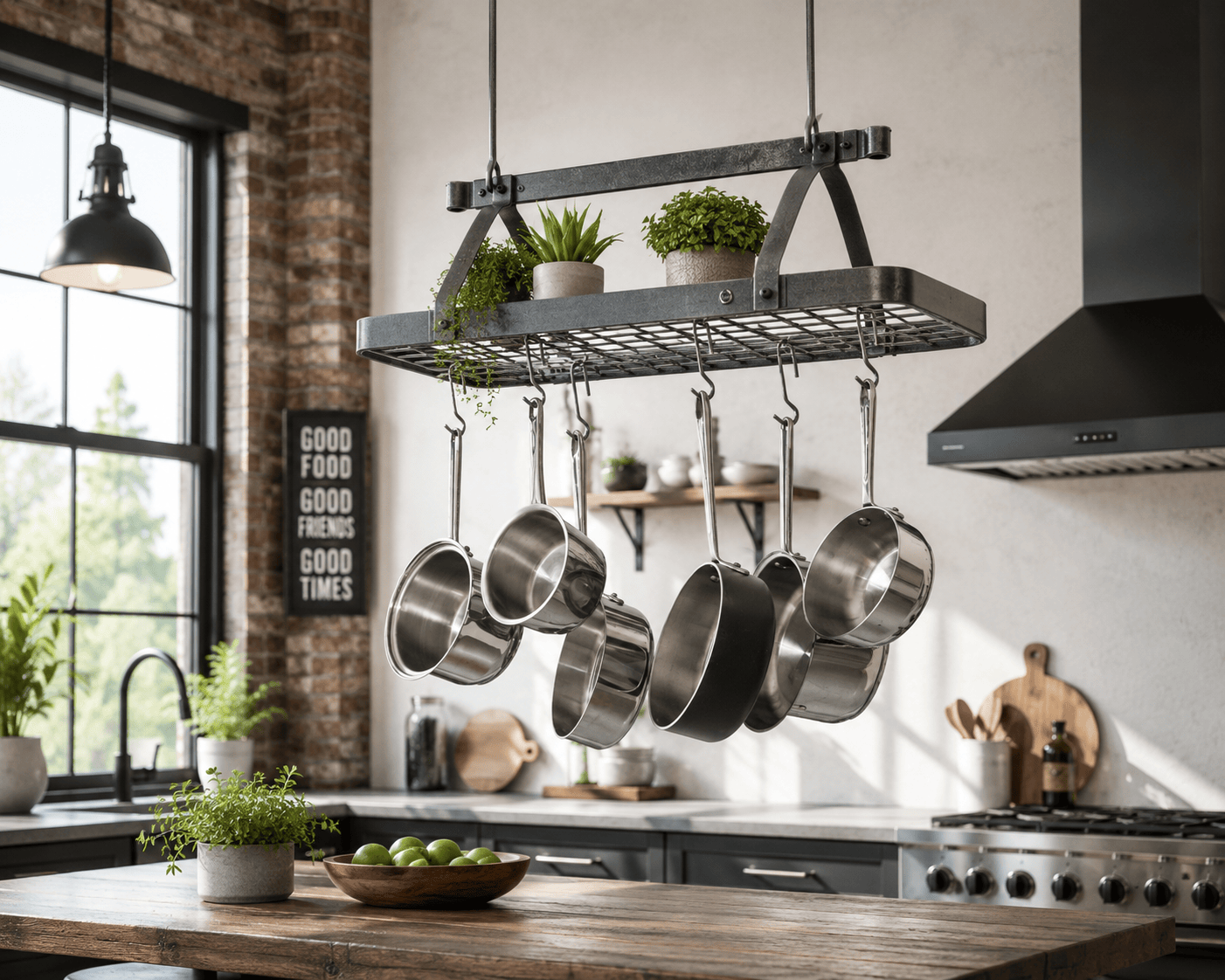 Enclume Design Products Grande Cuisine Rectangle Ceiling Rack w 18 Hooks
