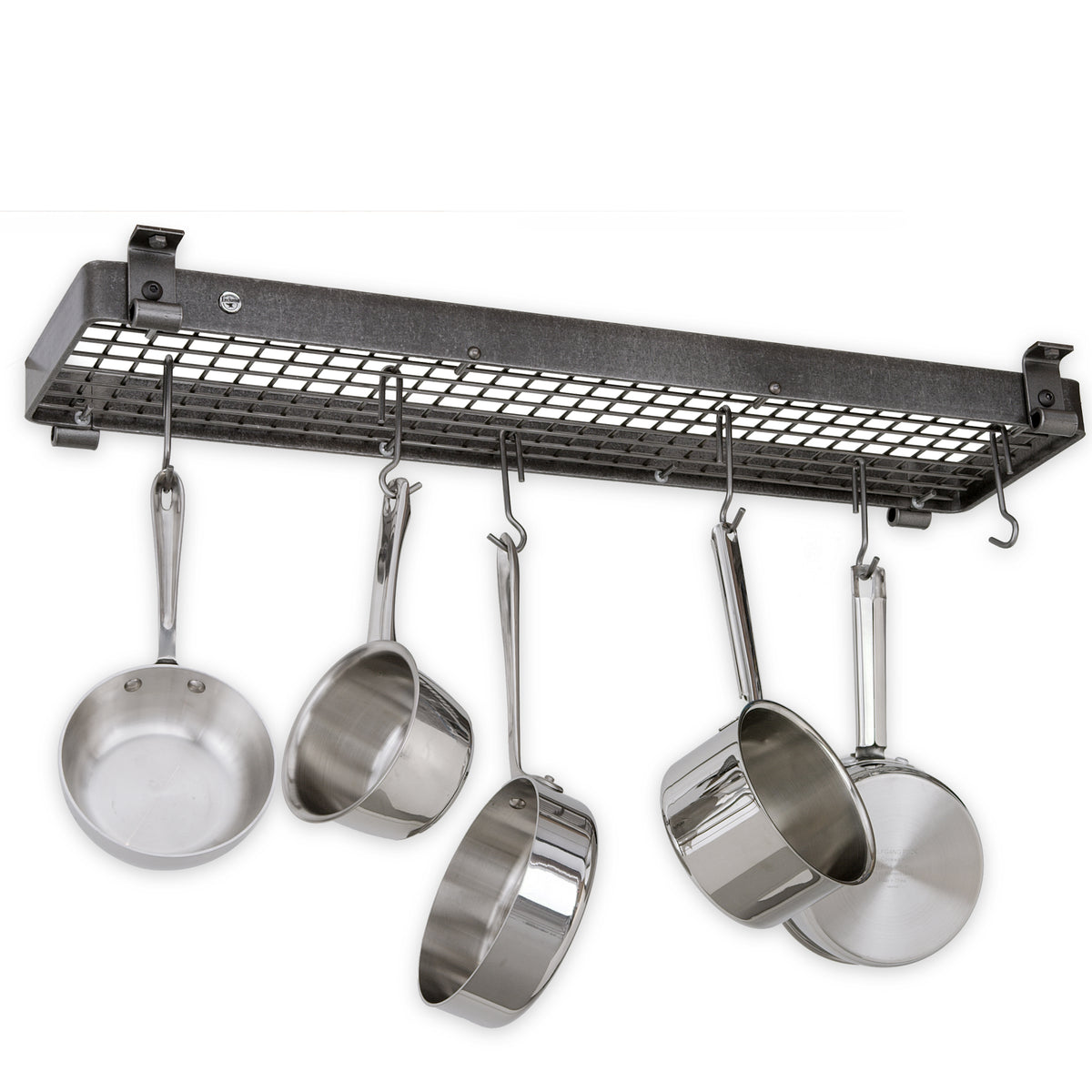 Enclume Design Products Handcrafted 36" Narrow Flush Mounted Ceiling Rack w 12 Hooks, Hammered Steel