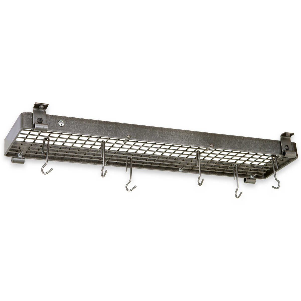 Enclume Design Products Handcrafted 36" Narrow Flush Mounted Ceiling Rack w 12 Hooks, Hammered Steel