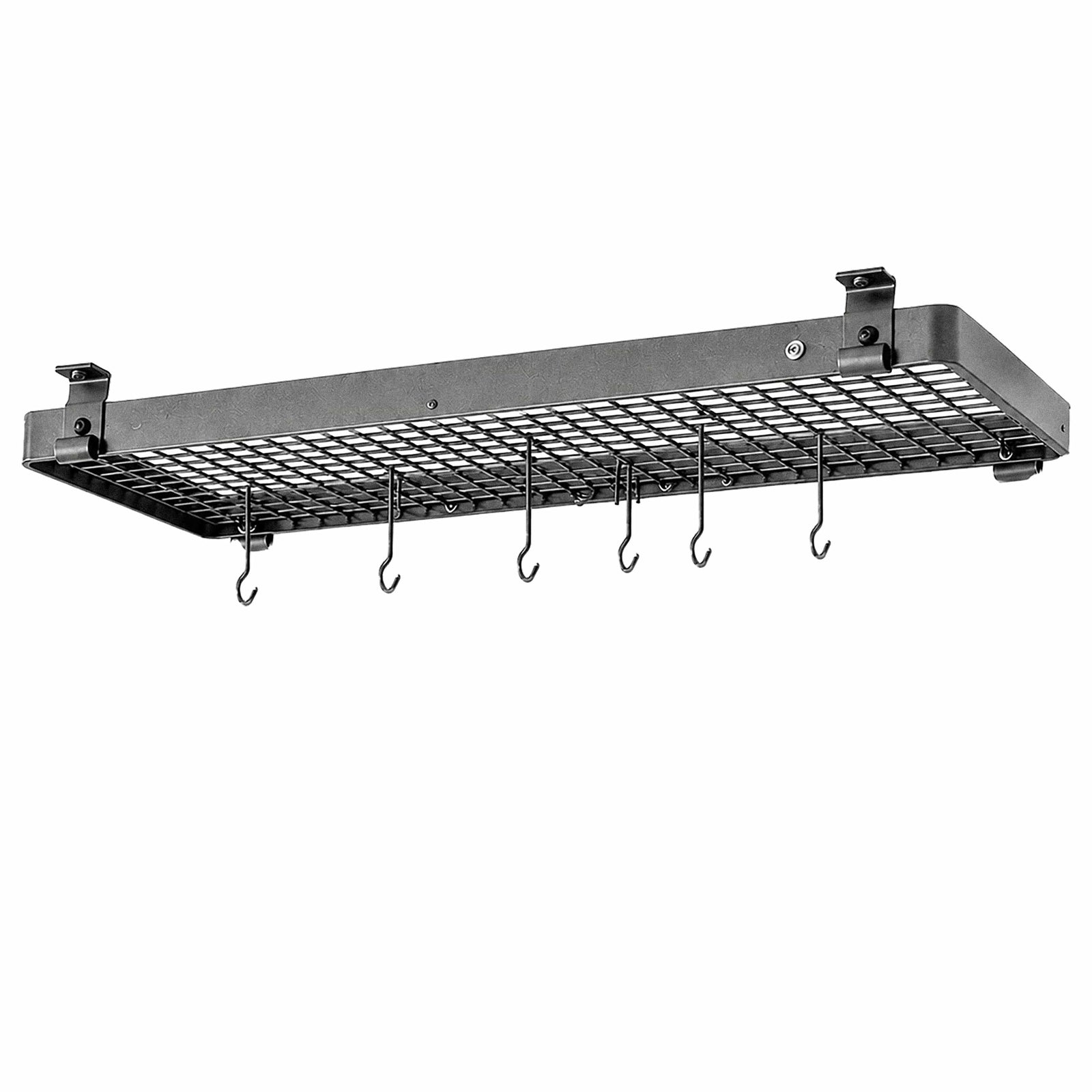 Enclume Design Products Handcrafted 36" Narrow Flush Mounted Ceiling Rack w 12 Hooks, Hammered Steel