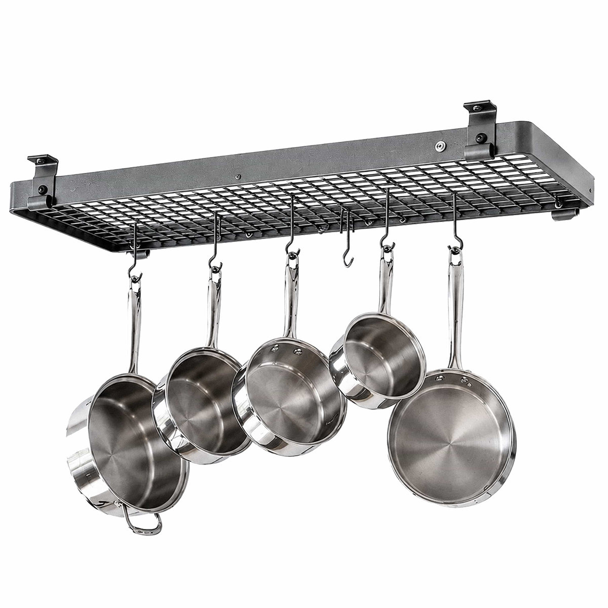 Enclume Design Products Handcrafted 36" Narrow Flush Mounted Ceiling Rack w 12 Hooks, Hammered Steel
