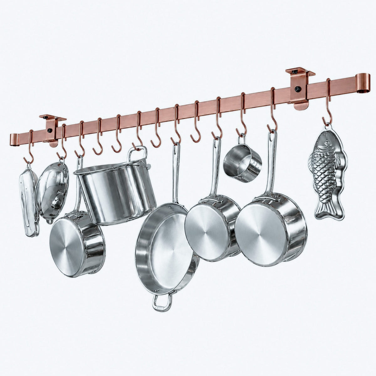 Enclume Design Products Handcrafted Low Ceiling Bar in Hammered Steel, Brushed Stainless or Copper