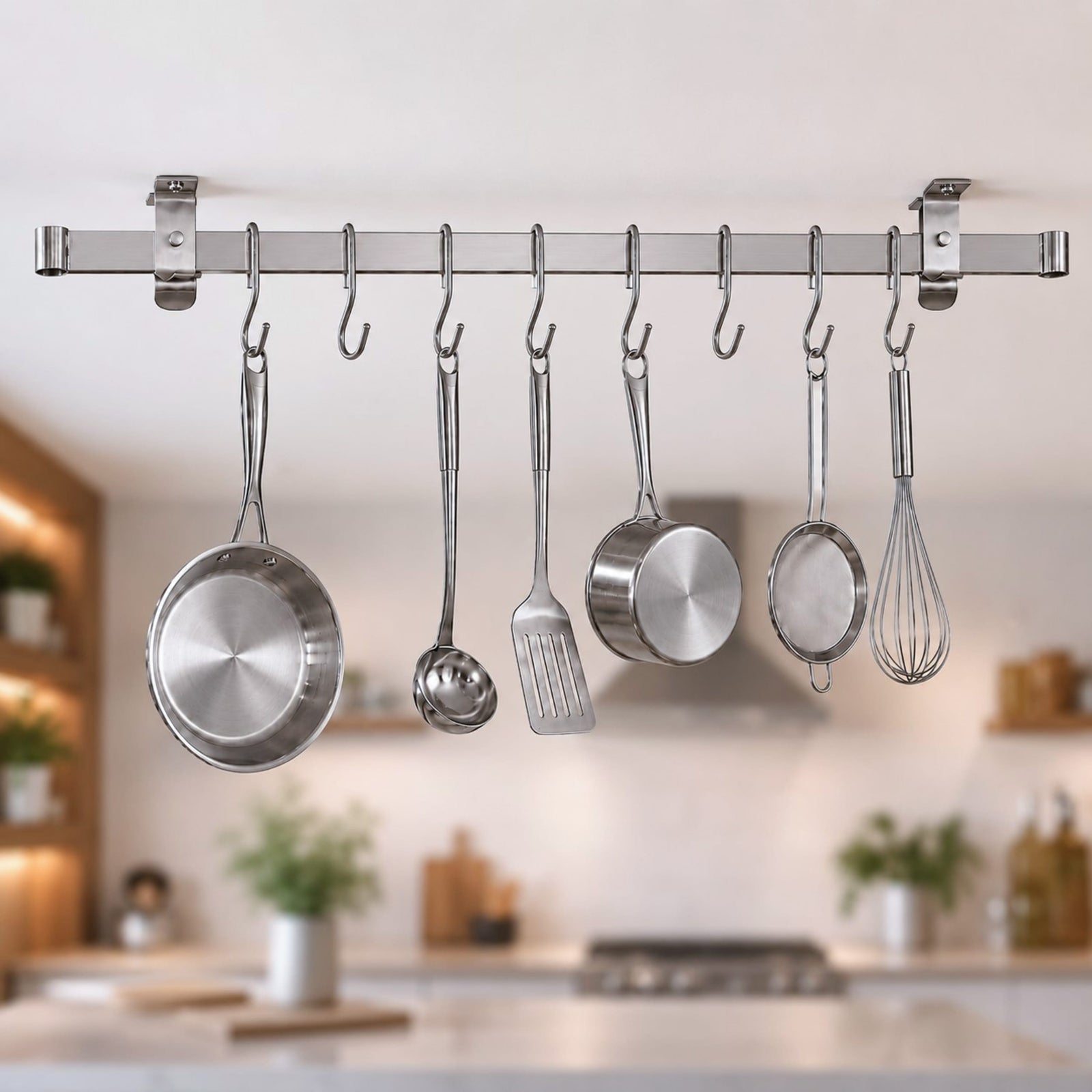 Enclume Design Products Handcrafted Low Ceiling Bar in Hammered Steel, Brushed Stainless or Copper