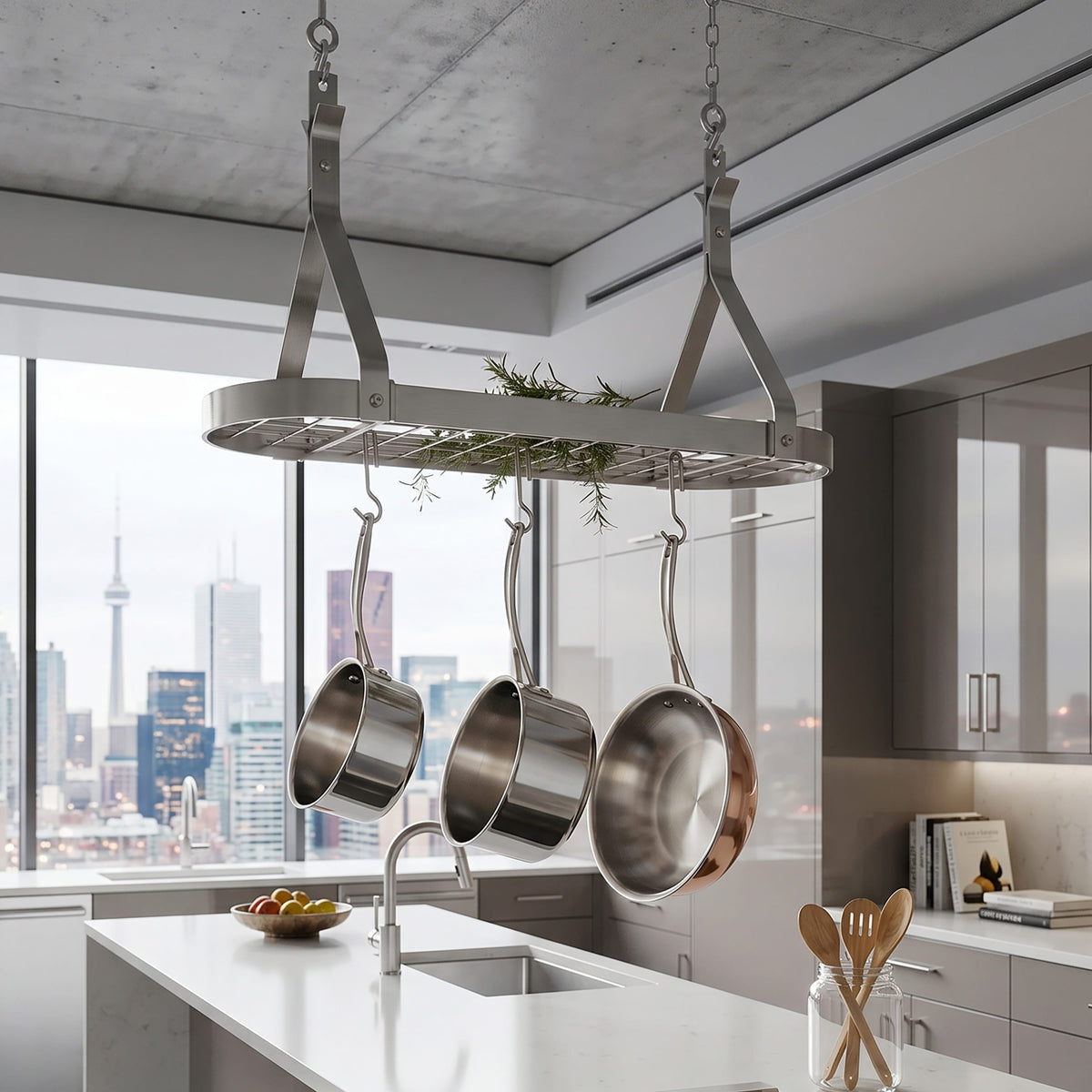 Enclume Design Products Stainless Steel Classic Series Petite Oval Ceiling Rack