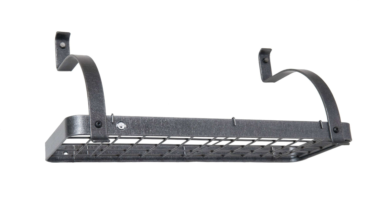 Enclume Design Products Wall 24" Bookshelf Wall Rack w 12 Hooks Hammered Steel