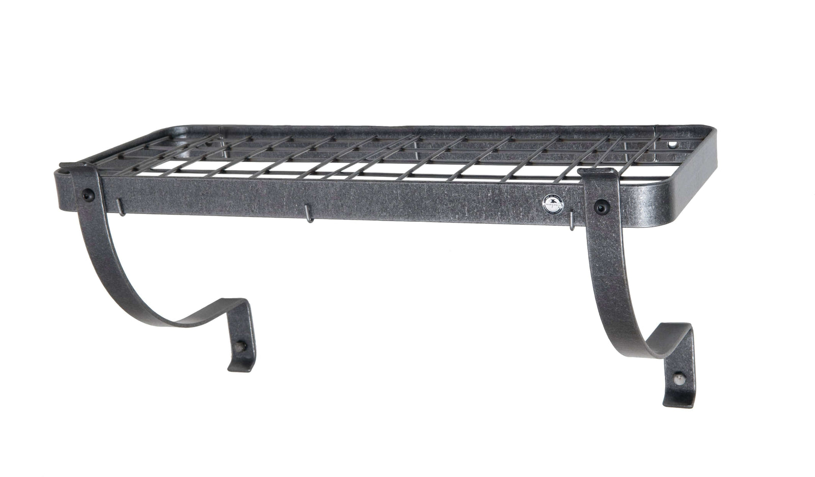 Enclume Design Products Wall 24" Bookshelf Wall Rack w 12 Hooks Hammered Steel