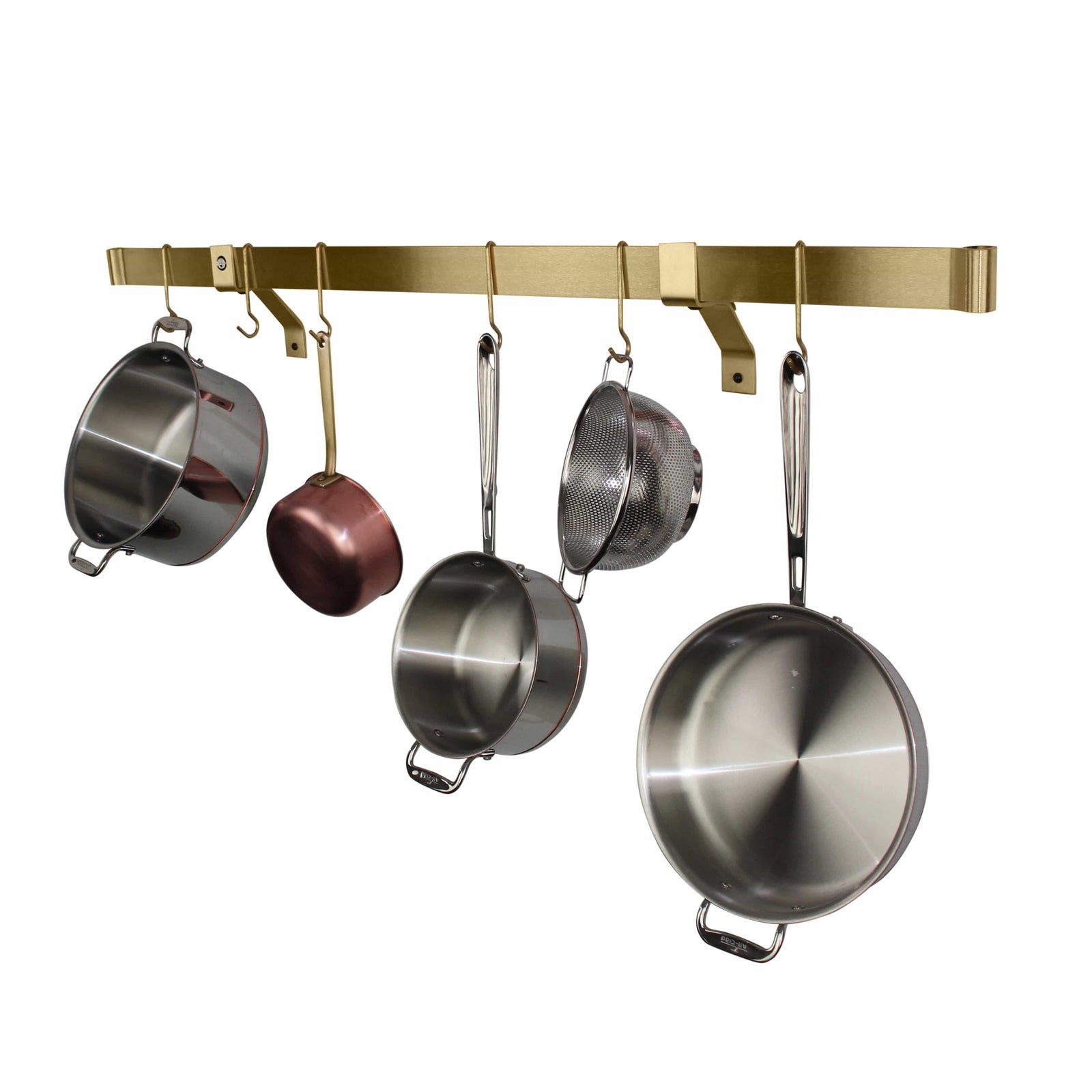 Enclume Design Products Wall/Ceiling Handcrafted Rolled End Bar ONLY, Brass Finish (Requires Wall Brackets or Pot Hooks)