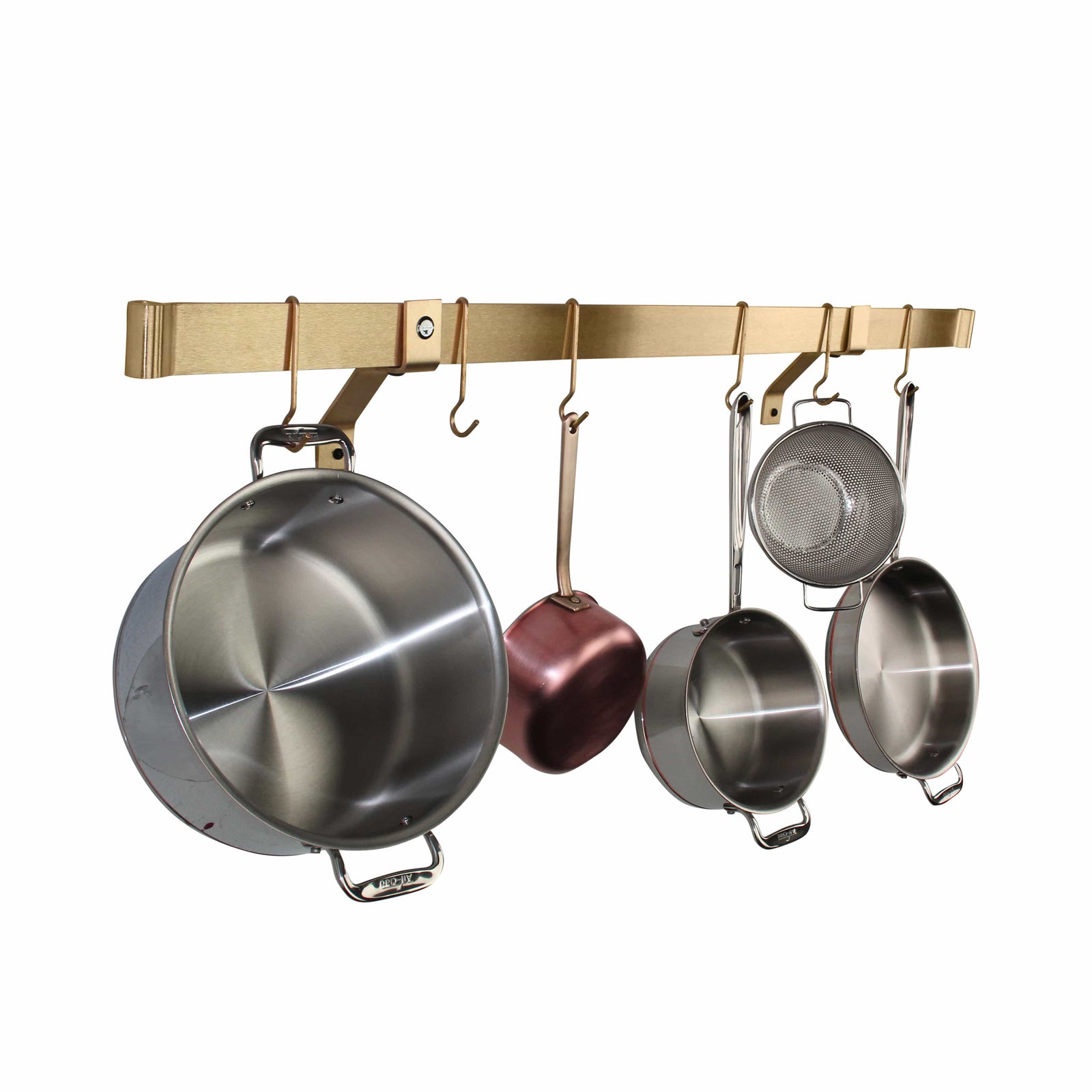Enclume Design Products Wall/Ceiling Handcrafted Rolled End Bar ONLY, Brass Finish (Requires Wall Brackets or Pot Hooks)