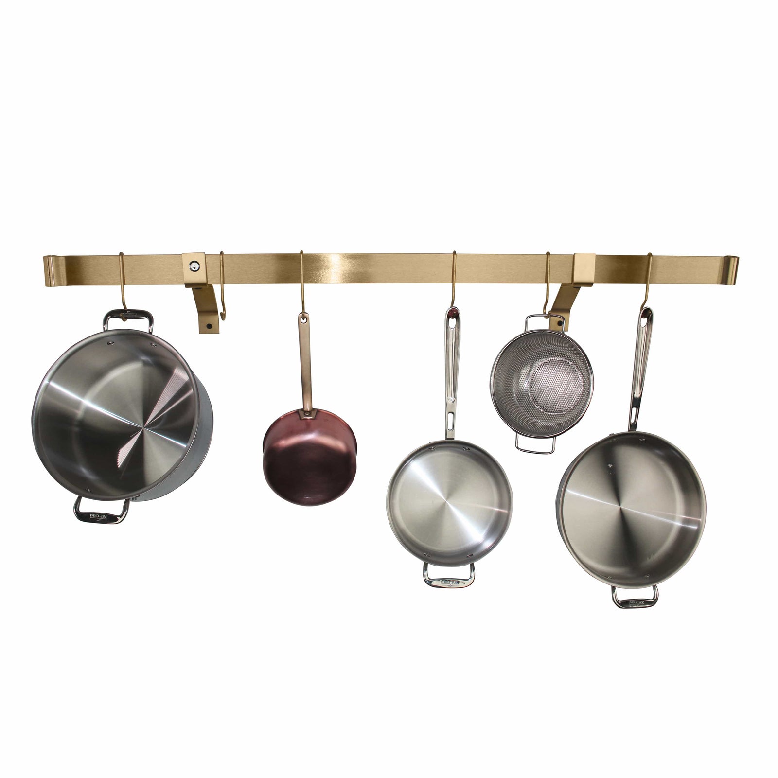 Enclume Design Products Wall/Ceiling Handcrafted Rolled End Bar ONLY, Brass Finish (Requires Wall Brackets or Pot Hooks)