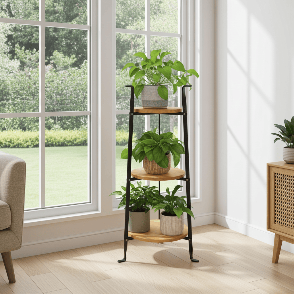 Enclume Floor 3-Tier Designer Stand w/Alder Shelves