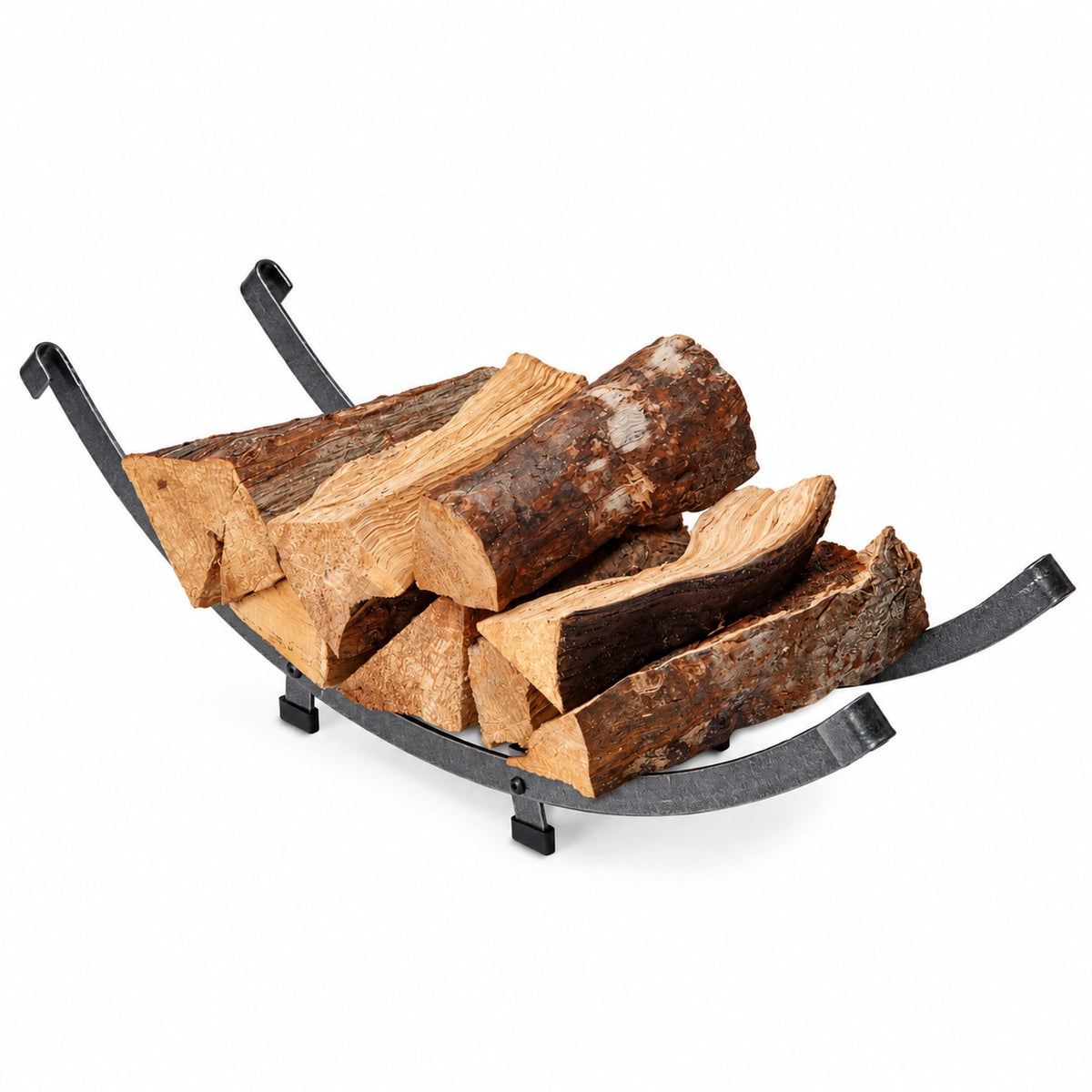 Enclume Floor Arch Basket Fireplace Log Rack Hammered Steel