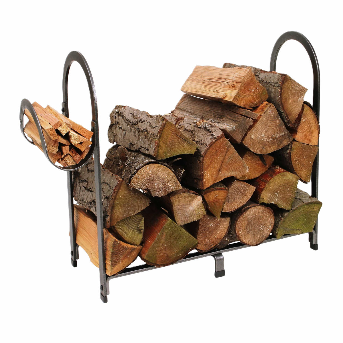 Enclume Floor Arch Fireplace Log Rack Hammered Steel