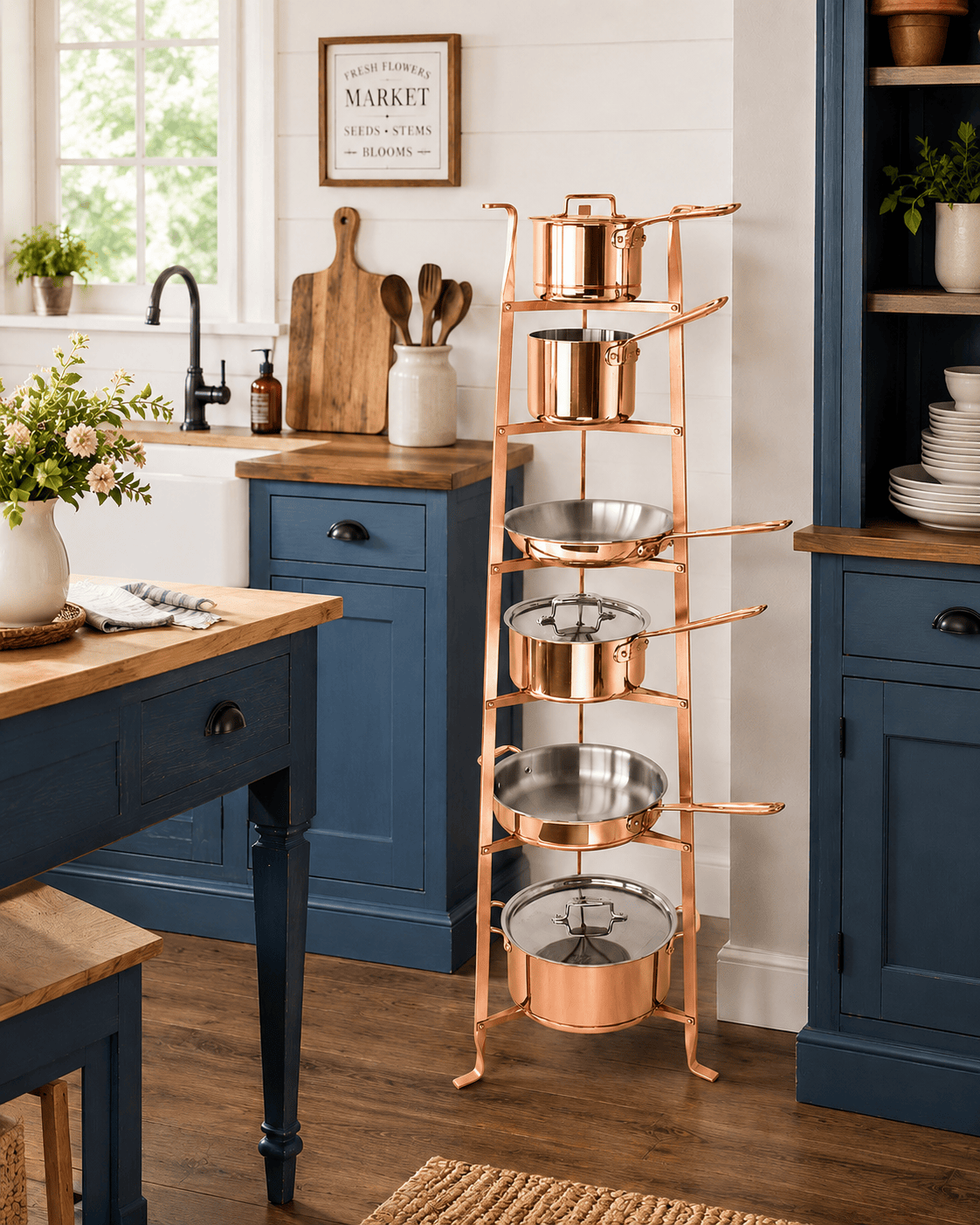 Enclume Floor Brushed Copper 6-Tier Gourmet Cookware Stand (Unassembled)