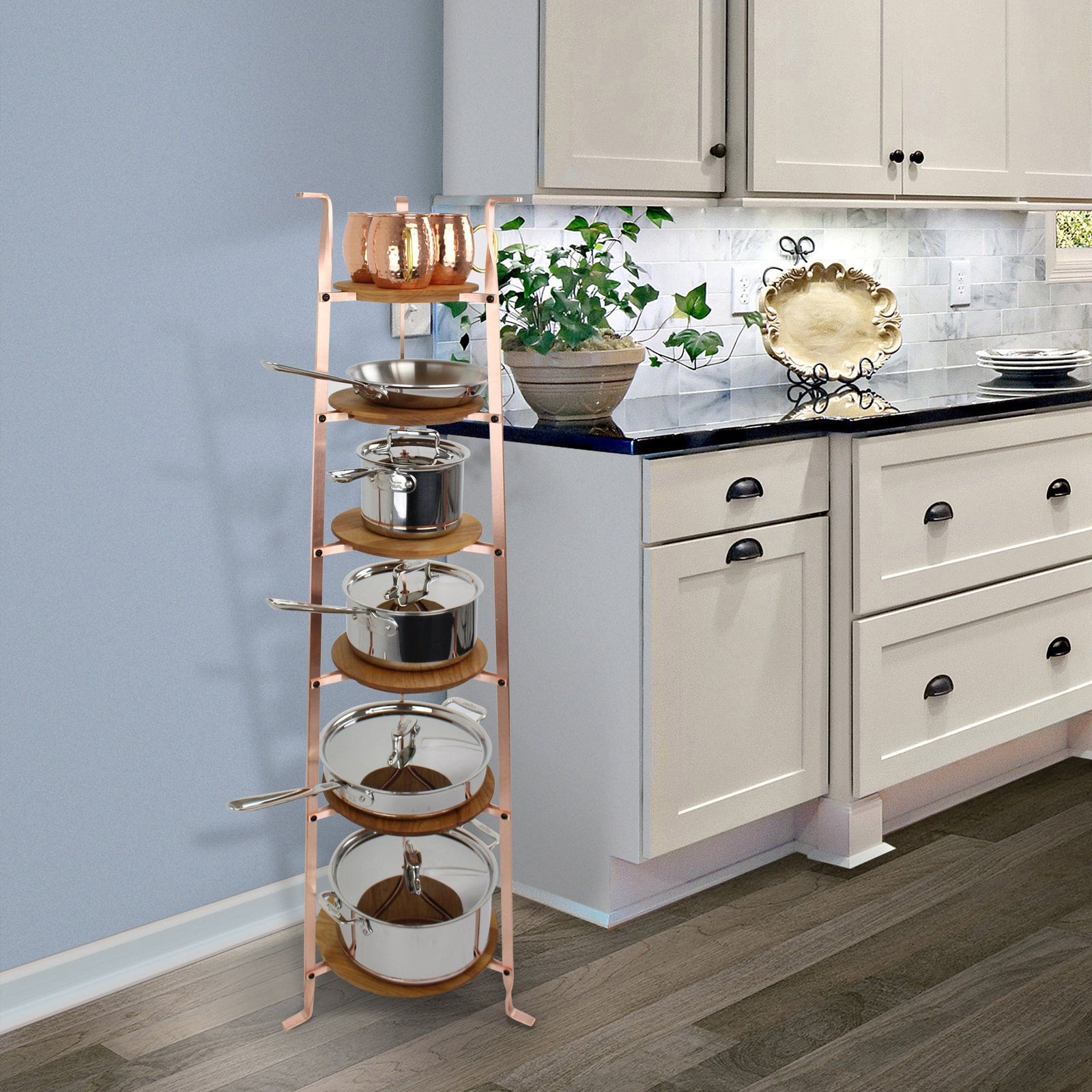 Enclume Floor 6-Tier Gourmet Cookware Stand w/Alder Shelves