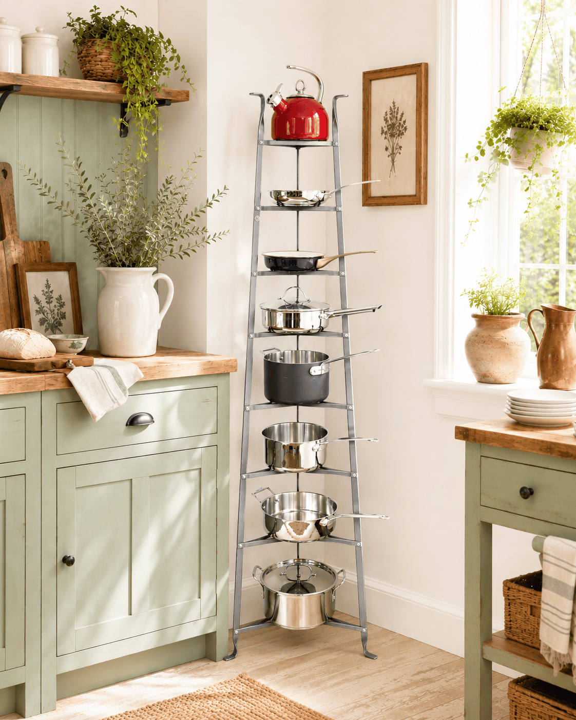Enclume Floor Hammered Steel 8-Tier Gourmet Cookware Stand (Assembled)