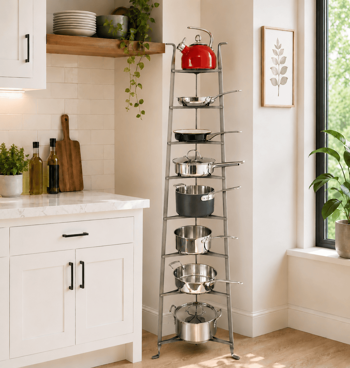Enclume Floor Hammered Steel 8-Tier Gourmet Cookware Stand (Unassembled)