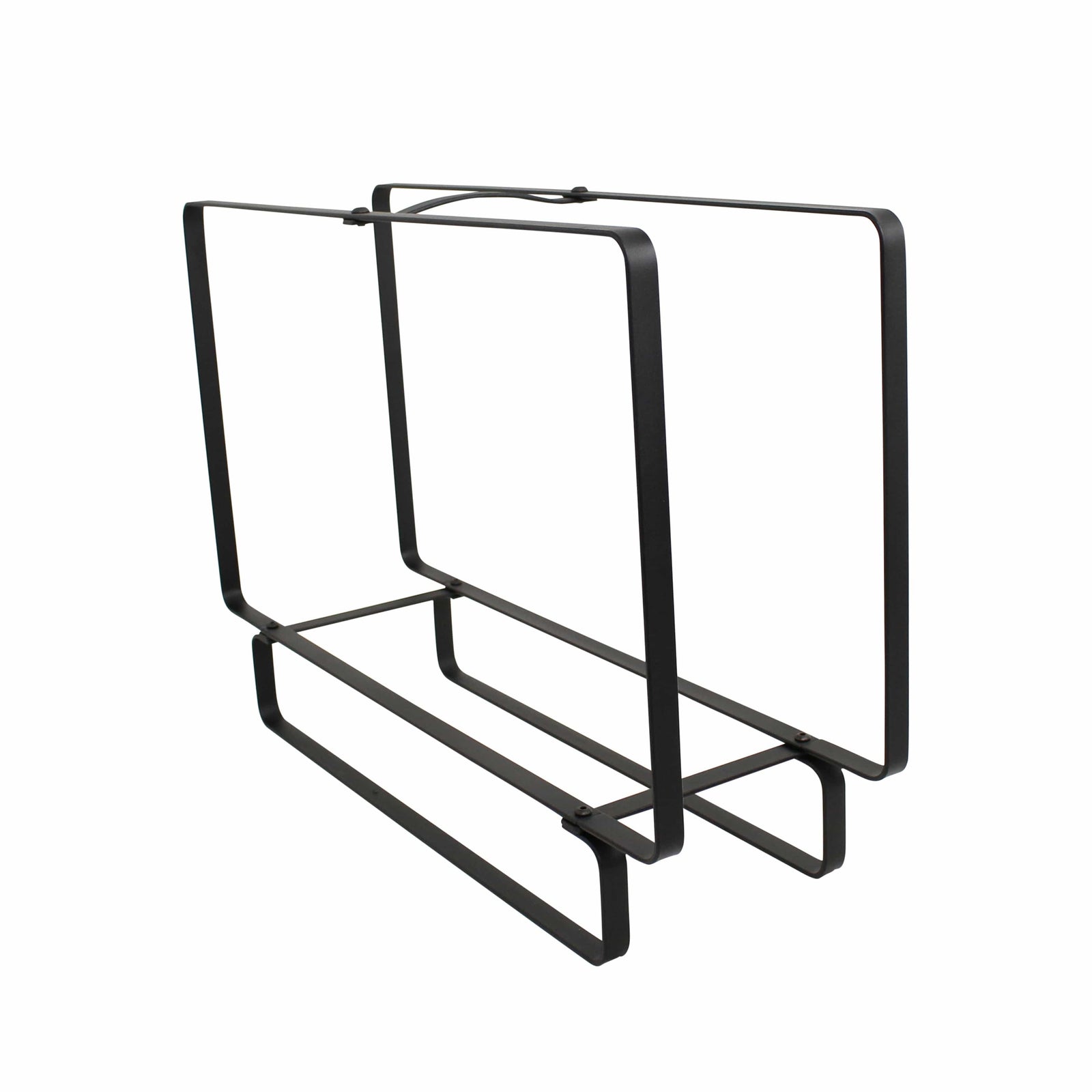 Enclume Floor Handcrafted Indoor & Outdoor Small Rectangular Fireplace Log Rack w Handle Black